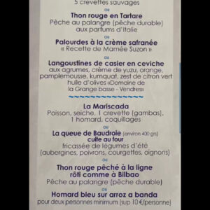 Menu Neptune (Restaurant Béziers)