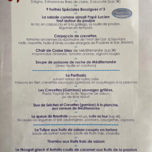 Menu La Cure Marine (Restaurant Béziers)