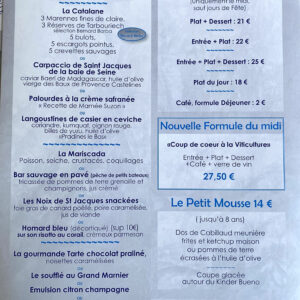 Menu Neptune (Restaurant Béziers)