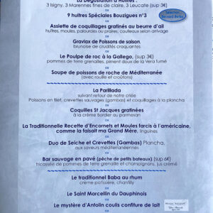 Menu La Cure Marine (Restaurant Béziers)